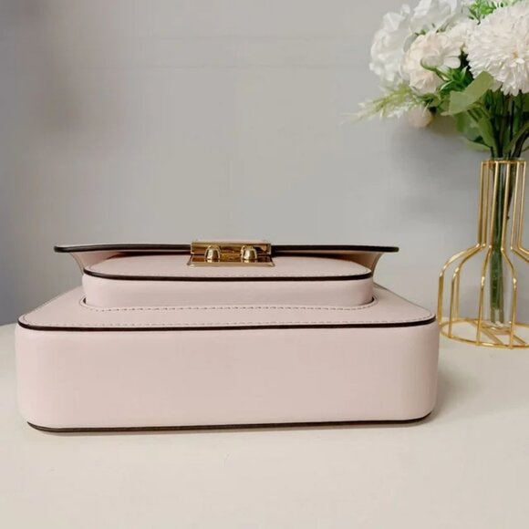 Michael Kors Sloan Large Shoulder Bag Leather Handbag Purse Ballet Pink Gold NEW - Picture 11 of 11